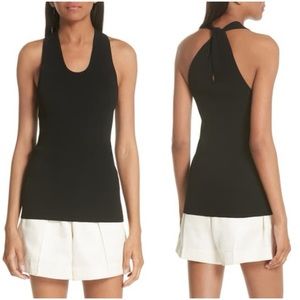 Helmut Lang Twist Back Knit Tank Top, Black, XS